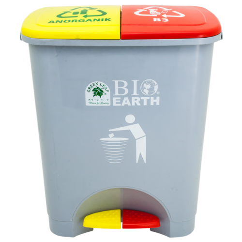 TEMPAT SAMPAH ANORGANIK & HAZARDOUS TOXIC 2×22 LITER GREEN LEAF TIPE 2144 NO-B3 Solusi Tempat Sampah Dual Kompartemen untuk Sampah Anorganik dan Limbah B3 yang Higienis, Aman, dan Profesional