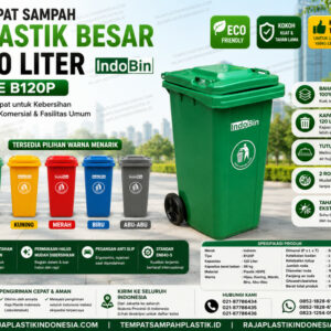 TEMPAT SAMPAH PLASTIK BESAR 120 LITER INDOBIN TIPE B120P – Solusi Tempat Sampah HDPE Premium untuk Industri, HORECA, Perkantoran dan Fasilitas Umum
