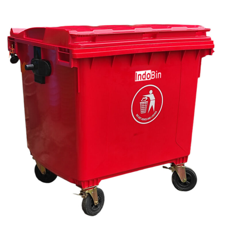 TEMPAT SAMPAH BESAR PLASTIK 1100 LITER INDOBIN TIPE B1100P + RODA: Solusi Tempat Sampah Jumbo Berkapasitas 1100 Liter dengan Roda Heavy Duty untuk Kebutuhan Industri dan Fasilitas Umum