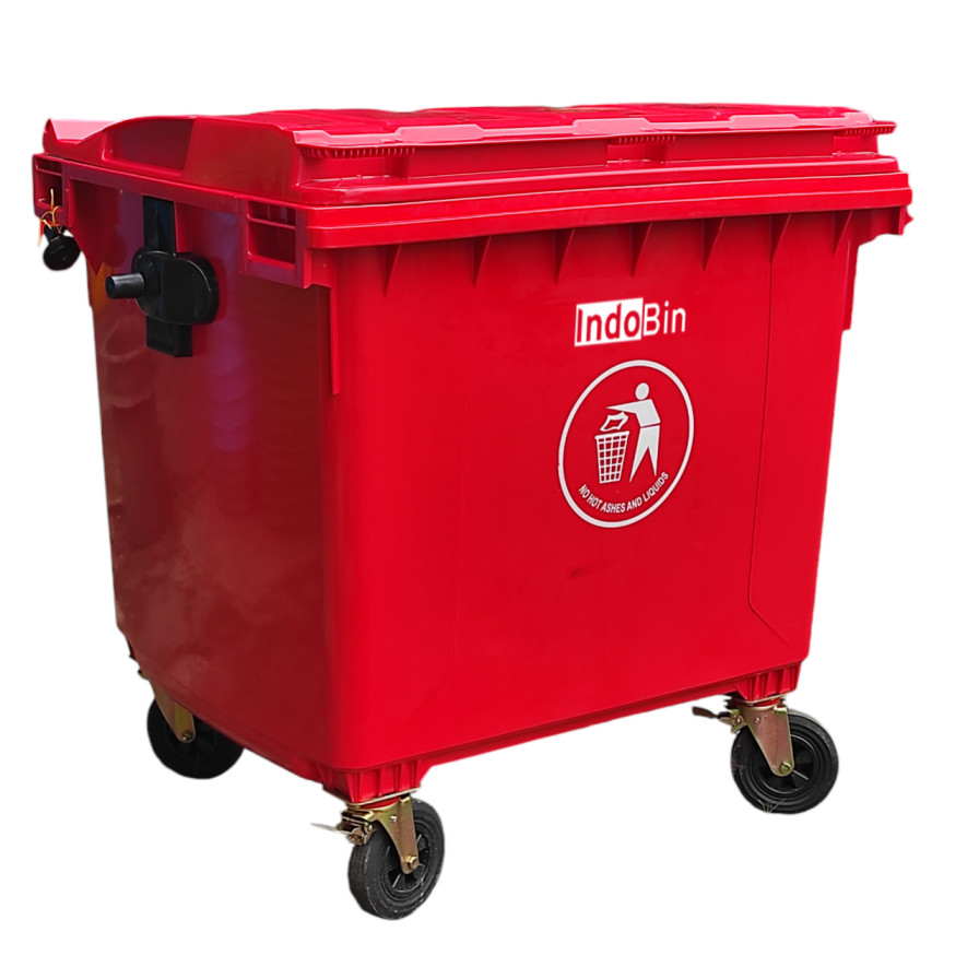TEMPAT SAMPAH BESAR PLASTIK 1100 LITER INDOBIN TIPE B1100P + RODA: Solusi Tempat Sampah Jumbo Berkapasitas 1100 Liter dengan Roda Heavy Duty untuk Kebutuhan Industri dan Fasilitas Umum
