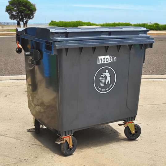 TEMPAT SAMPAH BESAR PLASTIK 1100 LITER INDOBIN TIPE B1100P + RODA: Solusi Tempat Sampah Jumbo Berkapasitas 1100 Liter dengan Roda Heavy Duty untuk Kebutuhan Industri dan Fasilitas Umum