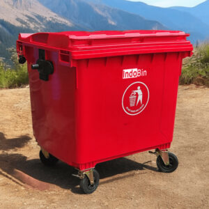 TEMPAT SAMPAH BESAR PLASTIK 1100 LITER INDOBIN TIPE B1100P + RODA: Solusi Tempat Sampah Jumbo Berkapasitas 1100 Liter dengan Roda Heavy Duty untuk Kebutuhan Industri dan Fasilitas Umum