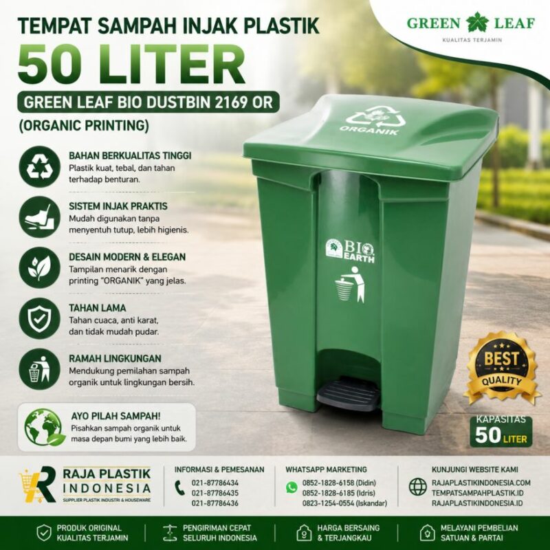 TEMPAT SAMPAH INJAK PLASTIK 50 LITER GL BIO DUSTBIN 2169 OR (ORGANIC PRINTING): Solusi Tempat Sampah Injak 50 Liter Berkualitas untuk Pemilahan Sampah Organik