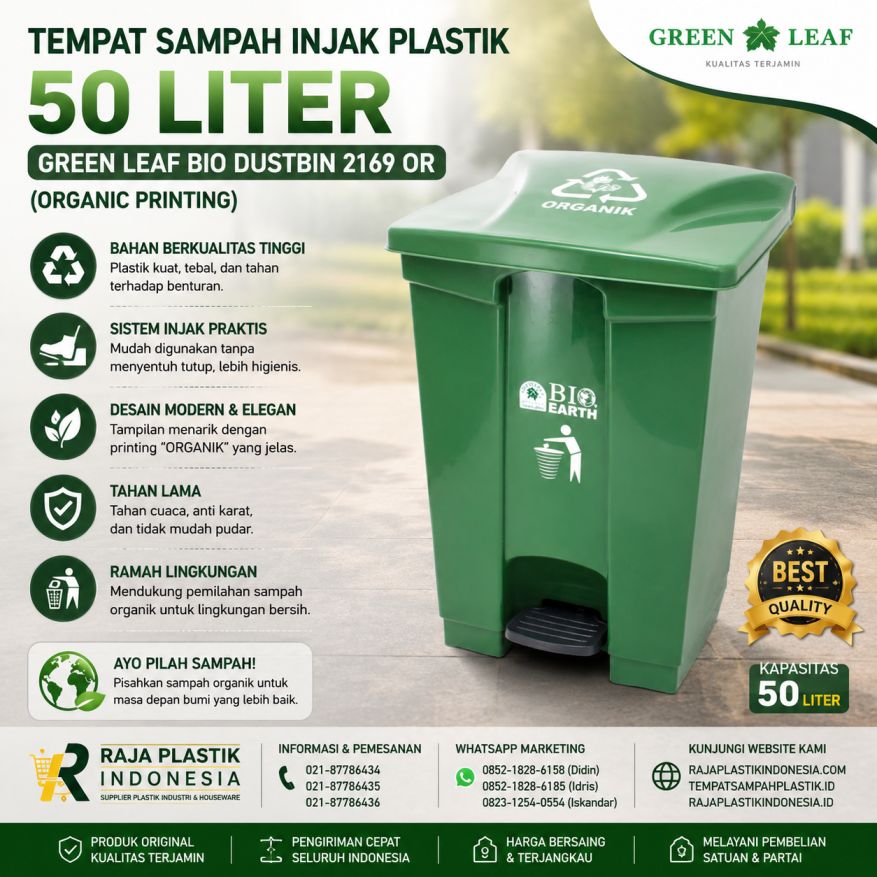 TEMPAT SAMPAH INJAK PLASTIK 50 LITER GL BIO DUSTBIN 2169 OR (ORGANIC PRINTING): Solusi Tempat Sampah Injak 50 Liter Berkualitas untuk Pemilahan Sampah Organik