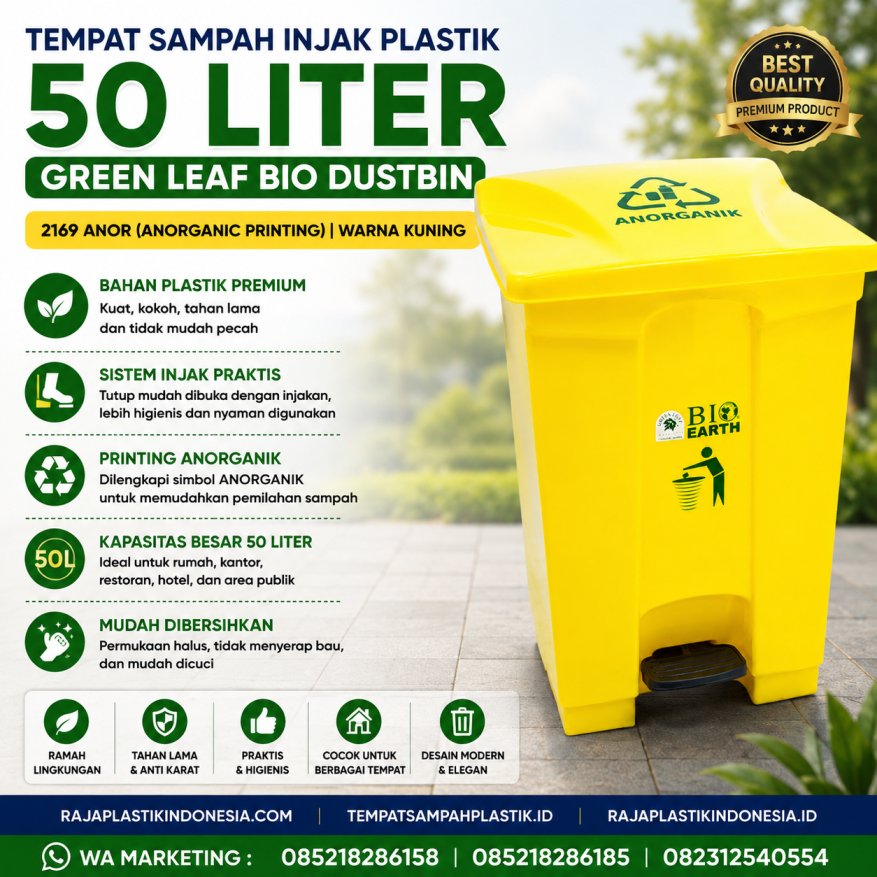 TEMPAT SAMPAH INJAK PLASTIK 50 LITER GL BIO DUSTBIN 2169 ANOR (ANORGANIC PRINTING)  RAJA PLASTIK INDONESIA