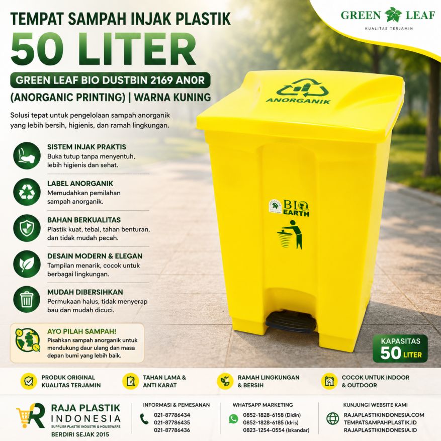 TEMPAT SAMPAH INJAK PLASTIK 50 LITER GL BIO DUSTBIN 2169 ANOR (ANORGANIC PRINTING) | RAJA PLASTIK INDONESIA