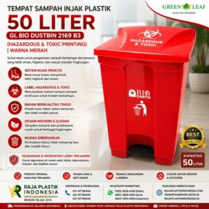 TEMPAT SAMPAH INJAK PLASTIK 50 LITER GL BIO DUSTBIN 2169 B3 (Hazardous & Toxic Printing)