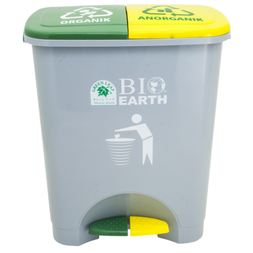 TEMPAT SAMPAH ORGANIK & ANORGANIK 2x22 LITER GREEN LEAF TIPE 2144 OR-NO – Solusi Tempat Sampah Dual Kompartemen Modern untuk Pemilahan Sampah Organik dan Anorganik