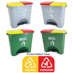 TEMPAT SAMPAH ORGANIK & ANORGANIK GREEN LEAF BIO DUSTBIN 2 x 15 LITER TIPE 2130 | RAJA PLASTIK INDONESIA