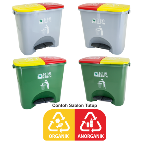 TEMPAT SAMPAH ORGANIK & ANORGANIK GREEN LEAF BIO DUSTBIN 2 x 15 LITER TIPE 2130 | RAJA PLASTIK INDONESIA