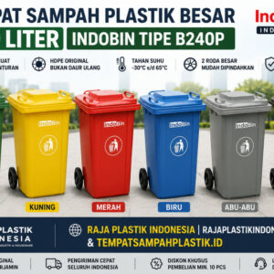 TEMPAT SAMPAH PLASTIK BESAR 240 LITER INDOBIN TIPE B240P: Solusi Tempat Sampah Plastik HDPE 240 Liter Berkualitas Industri untuk Area Komersial, Perkantoran, Pabrik, dan Fasilitas Umum