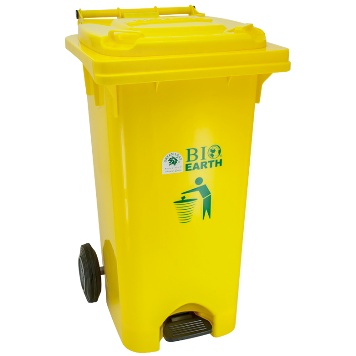 TEMPAT SAMPAH RODA INJAK 120 LITER OUTDOOR GREEN LEAF BIO DUSTBIN 2102 RAJA PLASTIK INDONESIA