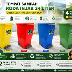TEMPAT SAMPAH RODA INJAK 34 LITER GREEN LEAF TIPE VENTURA 2129 | RAJA PLASTIK INDONESIA