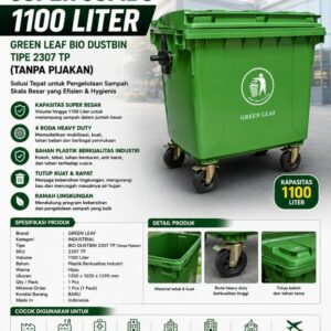 TEMPAT SAMPAH SUPER JUMBO 1100 LITER GREEN LEAF BIO DUSTBIN TIPE 2307 TP (TANPA PIJAKAN): Solusi Tempat Sampah Industrial Berkapasitas Super Jumbo untuk Pengelolaan Sampah Skala Besar