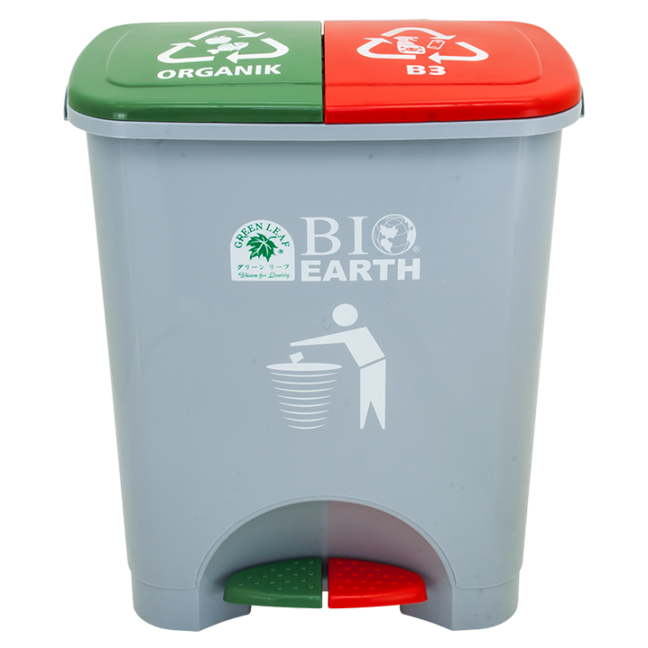 Tempat Sampah Organik & Hazardous Toxic 2×22 Liter Green Leaf Tipe 2144 OR-B3, Solusi Pemilahan Sampah Organik dan Limbah B3 yang Praktis, Higienis, dan Berkualitas