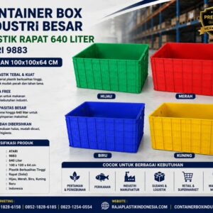CONTAINER BOX INDUSTRI BESAR PLASTIK RAPAT 640 LITER ATARI 9883 UKURAN 100x100x64 CM CONTAINER BOX INDUSTRI BESAR PLASTIK RAPAT 640 LITER ATARI 9883 UKURAN 100x100x64 CM | RAJA PLASTIK INDONESIA