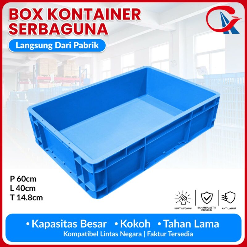 BOX CONTAINER PLASTIK INDUSTRI LINHUI EU64148 UKURAN 60x40x14,8 CM | RAJA PLASTIK INDONESIA