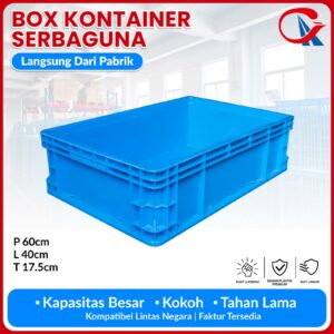 BOX CONTAINER PLASTIK INDUSTRI LINHUI EU64175 UKURAN 60x40x17,5 CM | RAJA PLASTIK INDONESIA