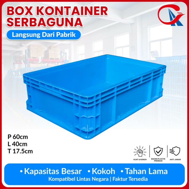 BOX CONTAINER PLASTIK INDUSTRI LINHUI EU64175 UKURAN 60x40x17,5 CM | RAJA PLASTIK INDONESIA
