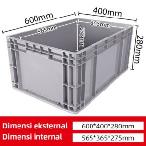 BOX CONTAINER PLASTIK INDUSTRI LINHUI EU64280 UKURAN 60x40x28 CM | RAJA PLASTIK INDONESIA