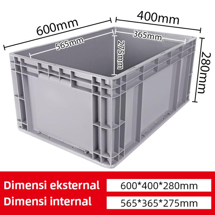 BOX CONTAINER PLASTIK INDUSTRI LINHUI EU64280 UKURAN 60x40x28 CM | RAJA PLASTIK INDONESIA