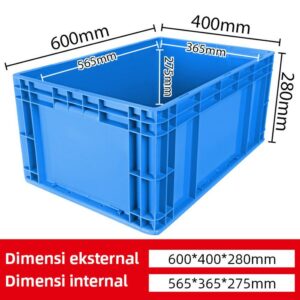 BOX CONTAINER PLASTIK INDUSTRI LINHUI EU64280 UKURAN 60x40x28 CM | RAJA PLASTIK INDONESIA