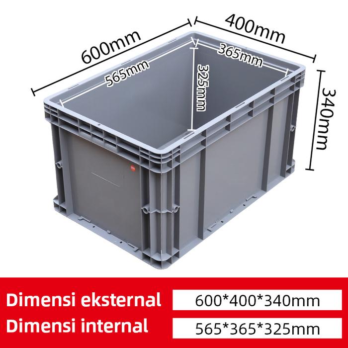 BOX CONTAINER PLASTIK INDUSTRI LINHUI EU64340 (Thickened Bottom) UKURAN 60x40x34 CM | RAJA PLASTIK INDONESIA