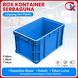 BOX CONTAINER PLASTIK INDUSTRI LINHUI EU64340 (Thickened Bottom) (6) BOX CONTAINER PLASTIK INDUSTRI LINHUI EU64340 (Thickened Bottom) UKURAN 60x40x34 CM | RAJA PLASTIK INDONESIA