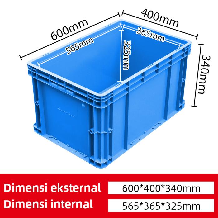 BOX CONTAINER PLASTIK INDUSTRI LINHUI EU64340 (Thickened Bottom) UKURAN 60x40x34 CM | RAJA PLASTIK INDONESIA