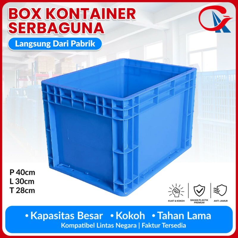 BOX PLASTIK CONTAINER LOGISTIK & INDUSTRI SERBAGUNA LINHUI EU 43280 (3) BOX PLASTIK CONTAINER LOGISTIK & INDUSTRI SERBAGUNA LINHUI EU 43280 UKURAN 40x30x28 CM STANDAR INTERNASIONAL | RAJA PLASTIK INDONESIA