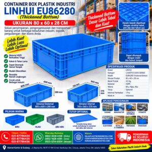 CONTAINER BOX PLASTIK INDUSTRI LINHUI EU86280 UKURAN 80x60x28 CM CONTAINER BOX PLASTIK INDUSTRI LINHUI EU86280 UKURAN 80x60x28 CM (Thickened Bottom) | RAJA PLASTIK INDONESIA