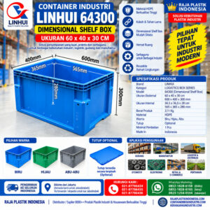 CONTAINER INDUSTRI LINHUI 64300 DIMENSIONAL SHELF BOX CONTAINER INDUSTRI LINHUI 64300 DIMENSIONAL SHELF BOX UKURAN 60x40x30 CM | RAJA PLASTIK INDONESIA