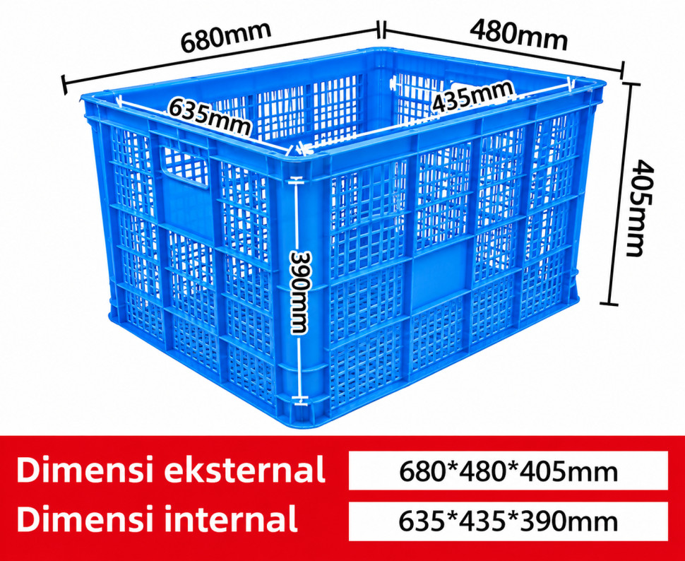 KERANJANG INDUSTRI BESAR PLASTIK LINHUI TIPE 680 BASKETS UKURAN 68 x 48 x 40,5 CM