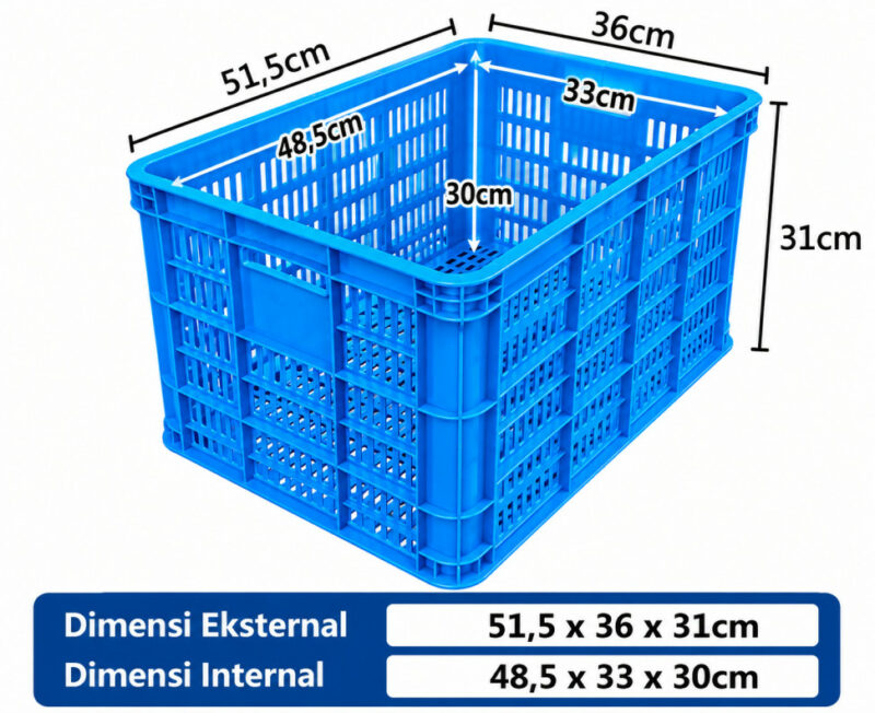 KERANJANG INDUSTRI SEDANG PLASTIK LINHUI TIPE 520 BASKETS UKURAN 51,5x35,8x31 CM | RAJA PLASTIK INDONESIA