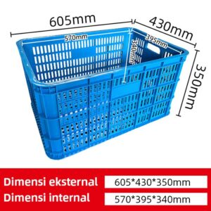 KERANJANG INDUSTRI SEDANG PLASTIK LINHUI TIPE 620 BASKETS UKURAN 60,5x40x35 CM | RAJA PLASTIK INDONESIA