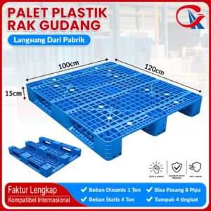 PALLET PLASTIK BARU MURAH BIRU LINHUI 1210 RACKABLE 120x100x15 CM: Solusi Pallet Plastik HDPE untuk Kebutuhan Rak Gudang, Lantai, Forklift dan Material Handling