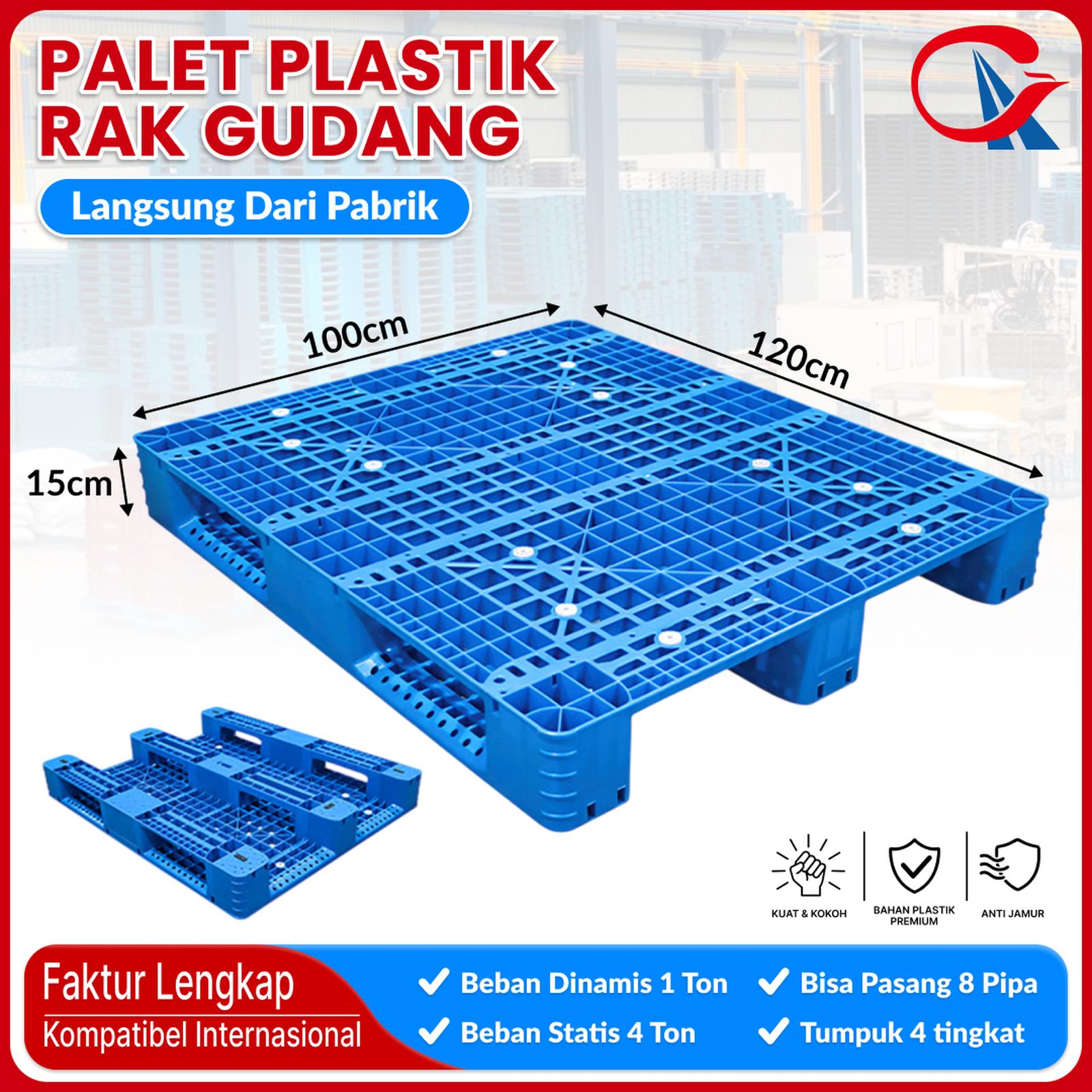 PALLET PLASTIK BARU MURAH BIRU LINHUI 1210 RACKABLE 120x100x15 CM: Solusi Pallet Plastik HDPE untuk Kebutuhan Rak Gudang, Lantai, Forklift dan Material Handling