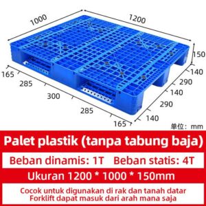 PALLET PLASTIK BARU MURAH BIRU LINHUI 1210 RACKABLE 120x100x15 CM: Solusi Pallet Plastik HDPE untuk Kebutuhan Rak Gudang, Lantai, Forklift dan Material Handling