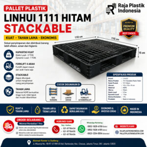 PALLET PLASTIK BARU MURAH LINHUI 1111 HITAM STACKABLE PALLET PLASTIK BARU MURAH LINHUI 1111 HITAM STACKABLE 100x100x15 CM | RAJA PLASTIK INDONESIA