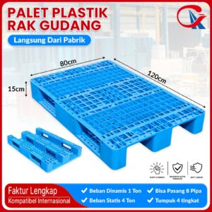PALLET PLASTIK BARU MURAH WARNA BIRU LINHUI 1208 RACKABLE 120x80x15 CM | RAJA PLASTIK INDONESIA