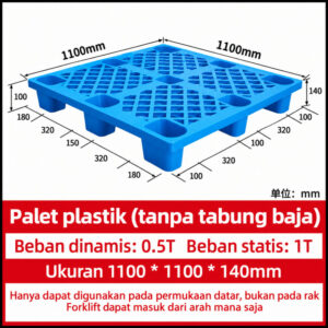 PALLET PLASTIK BARU WARNA BIRU LINHUI 1111 NESTABLE 110x110x14 CM untuk Kebutuhan Industri dan Pergudangan