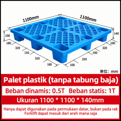 PALLET PLASTIK BARU WARNA BIRU LINHUI 1111 NESTABLE PALLET PLASTIK BARU WARNA BIRU LINHUI 1111 NESTABLE 110x110x14 CM untuk Kebutuhan Industri dan Pergudangan