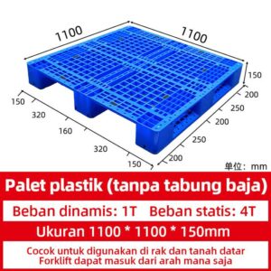 PALLET PLASTIK BARU WARNA BIRU LINHUI 1111 RACKABLE 110x110x15 CM untuk Kebutuhan Industri dan Gudang