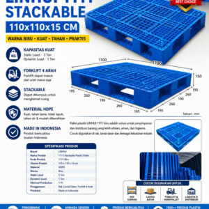 PALLET PLASTIK BARU WARNA BIRU LINHUI 1111 STACKABLE 110x110x15 CM PALLET PLASTIK BARU WARNA BIRU LINHUI 1111 STACKABLE 110x110x15 CM | RAJA PLASTIK INDONESIA