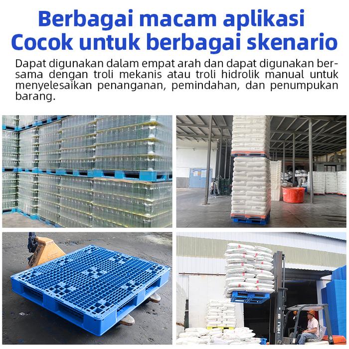 PALLET PLASTIK BARU WARNA BIRU LINHUI 1111 STACKABLE 110x110x15 CM | RAJA PLASTIK INDONESIA