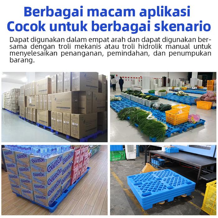 PALLET PLASTIK BARU WARNA BIRU LINHUI 1210 NESTABLE 120x100x14 CM | RAJA PLASTIK INDONESIA