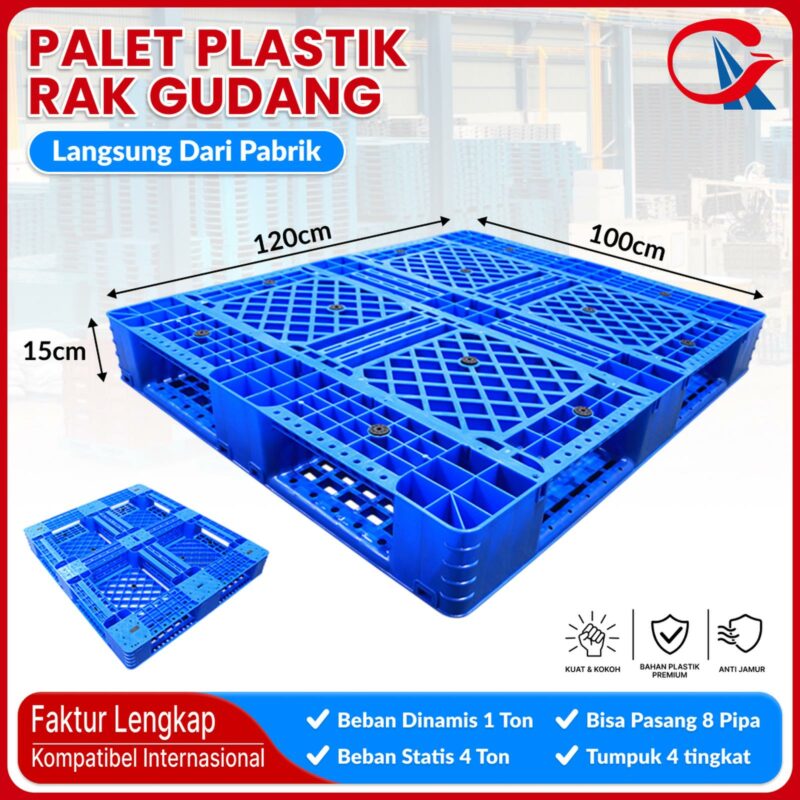 PALLET PLASTIK BARU WARNA BIRU LINHUI 1210 STACKABLE (1) PALLET PLASTIK BARU WARNA BIRU LINHUI 1210 STACKABLE 120x100x15 CM: Solusi Pallet Plastik Berkualitas untuk Gudang, Industri, dan Distribusi