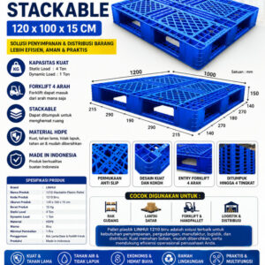 PALLET PLASTIK BARU WARNA BIRU LINHUI 1210 STACKABLE 120x100x15 CM PALLET PLASTIK BARU WARNA BIRU LINHUI 1210 STACKABLE 120x100x15 CM: Solusi Pallet Plastik Berkualitas untuk Gudang, Industri, dan Distribusi