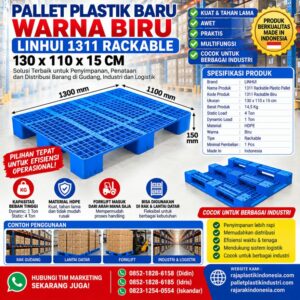 PALLET PLASTIK BARU WARNA BIRU LINHUI 1311 RACKABLE 130x110x15 CM PALLET PLASTIK BARU WARNA BIRU LINHUI 1311 RACKABLE 130x110x15 CM untuk Kebutuhan Industri dan Gudang