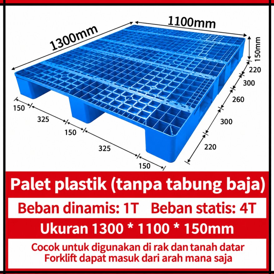 PALLET PLASTIK BARU WARNA BIRU LINHUI 1311 RACKABLE 130x110x15 CM